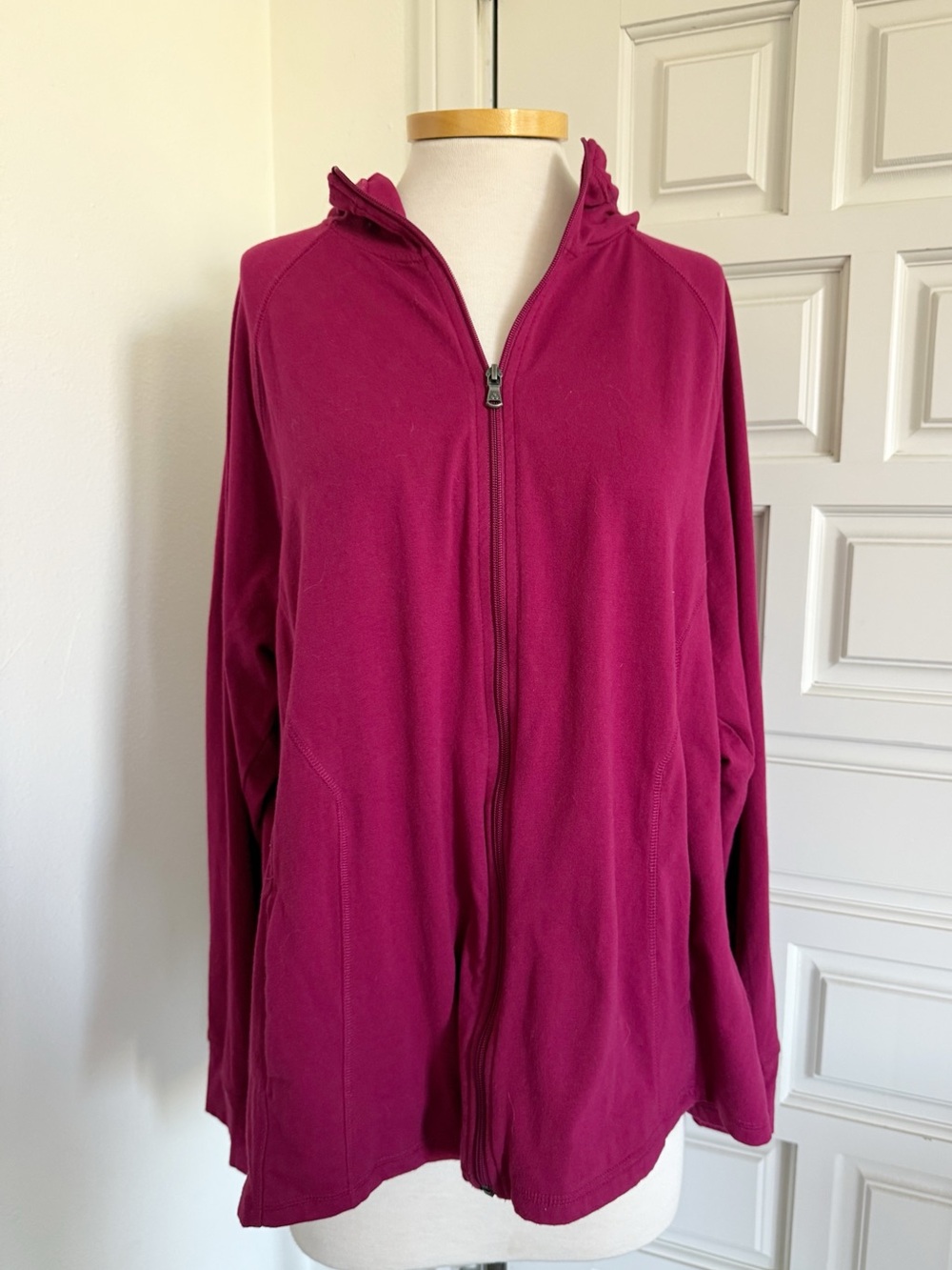 Tek Gear Fuchsia Zip-Up Jacket Hooded Athleisure Size 2X